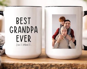 Personalized Grandpa Photo Mug, Custom Grandfather Coffee Mug, Fathers Day Gift for Grandpa, Birthday Gift from Grandkids