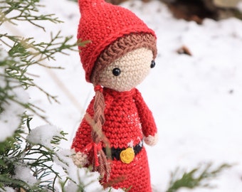 Crochet doll, Santa girl, amigrumi pattern, Handmade, Christmas gift, baby girl, amigurumidoll, crochet christmas