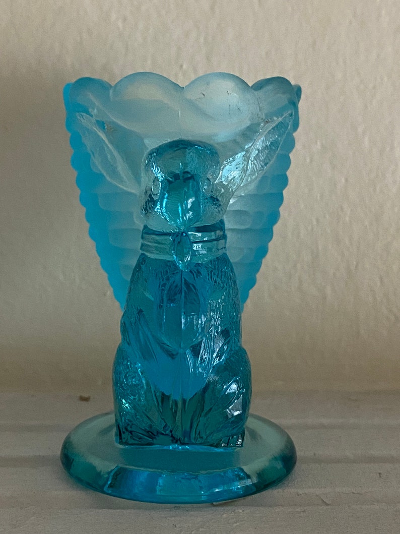 Fenton Art Glass Bunny Egg Cup in Aqua Etsy