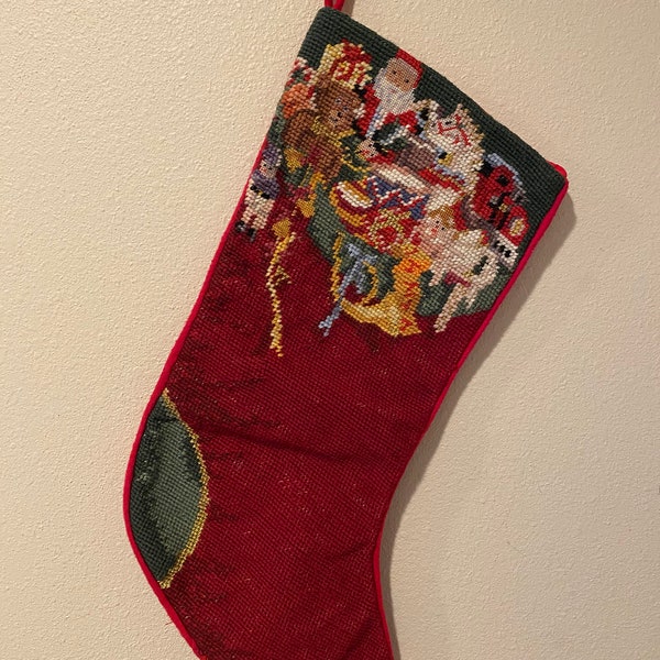 Wool Needlepoint Christmas Stocking Made in China