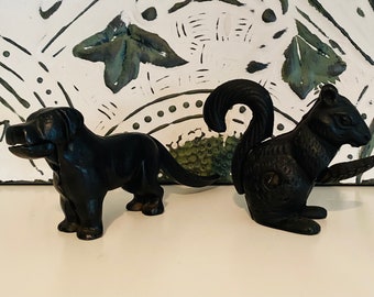 Black Cast Iron Dog & Squirrel Nutcrackers