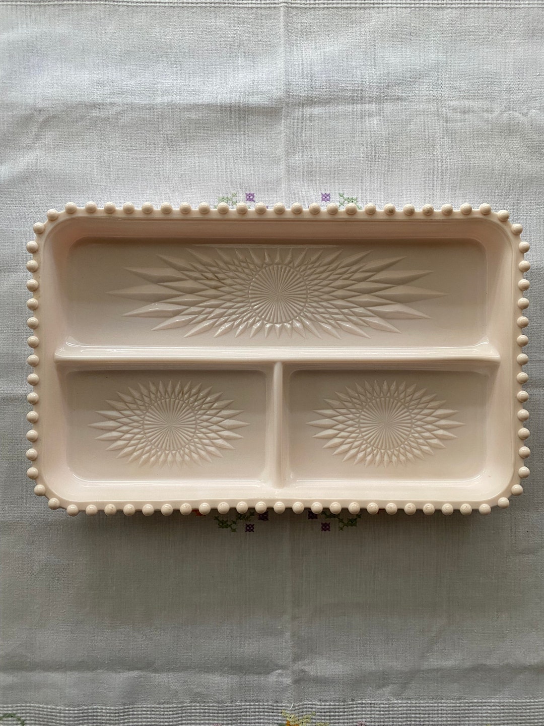 Shell Pink Milk Glass Vanity Tray Etsy