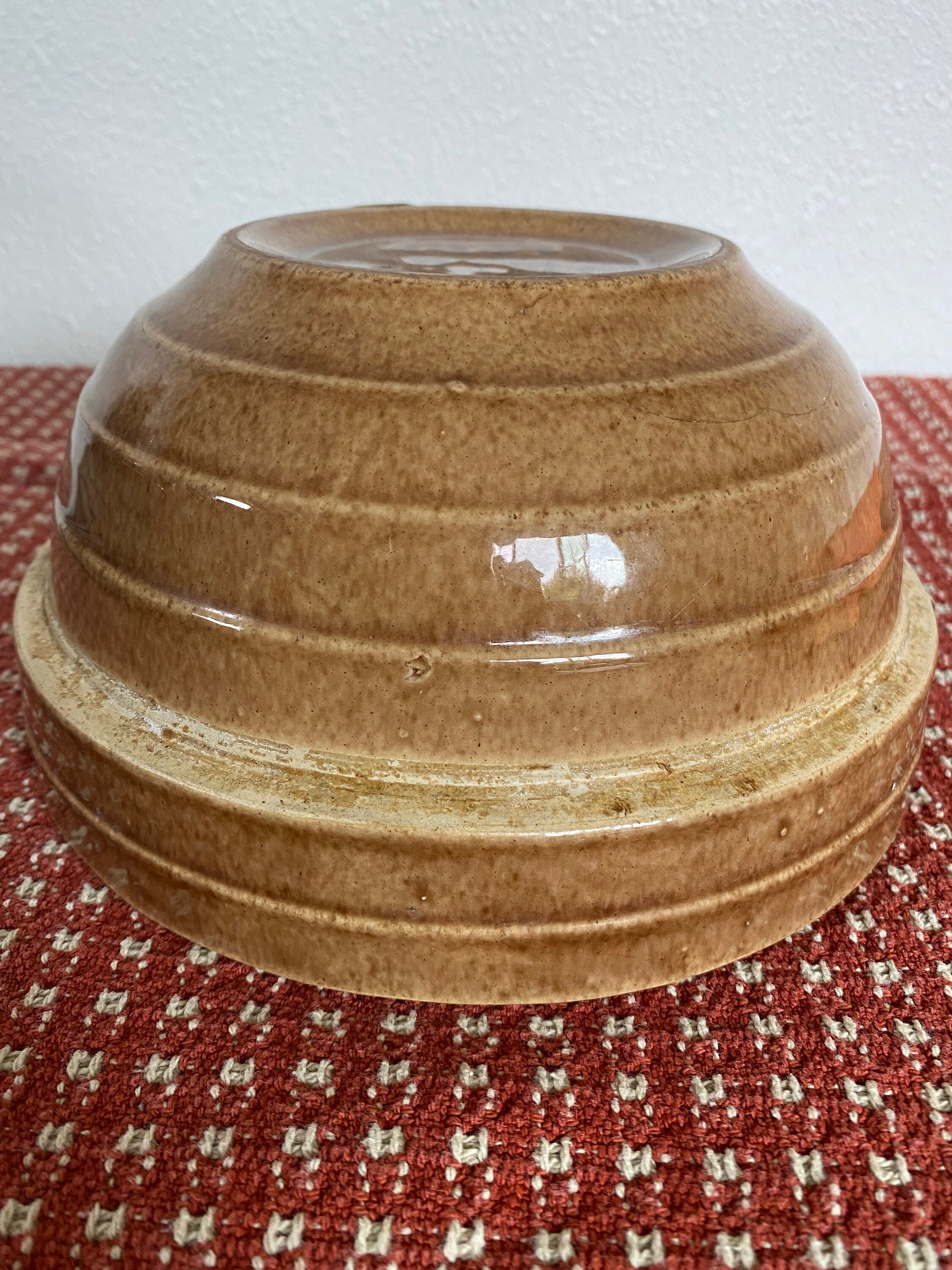 Antique Tan Stoneware USA 8 Mixing Bowl Etsy