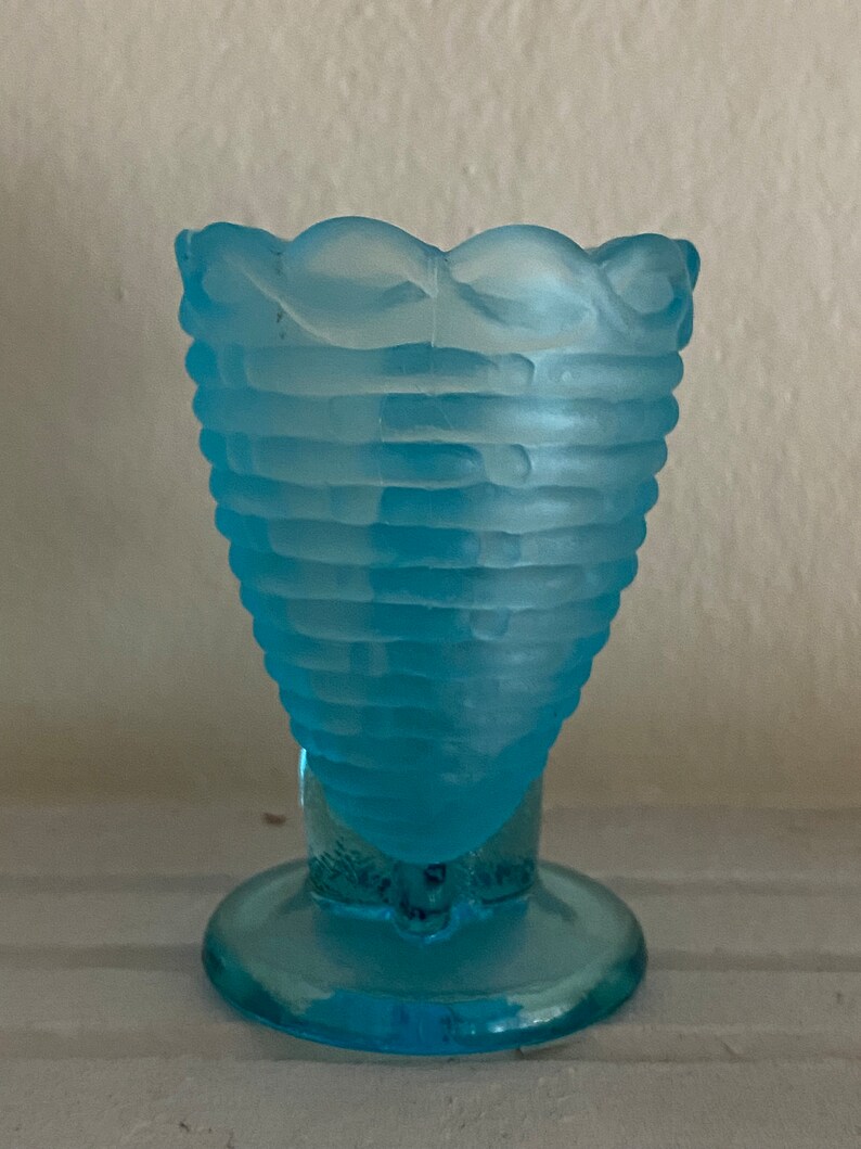 Fenton Art Glass Bunny Egg Cup in Aqua Etsy