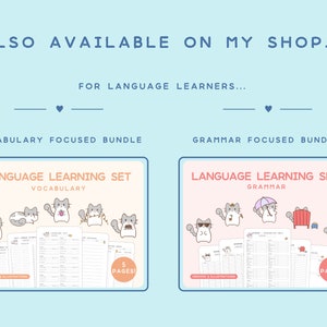 Learn Japanese Language Set Vocabulary, Nouns, Adjectives, Flashcards, Kanji, Worksheets image 9
