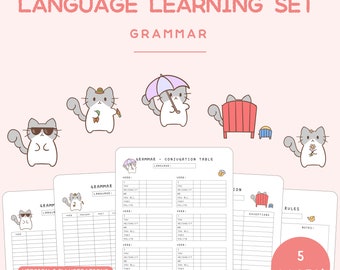 Language Learning Set - Grammar Focused | Cute Digital Printable Set