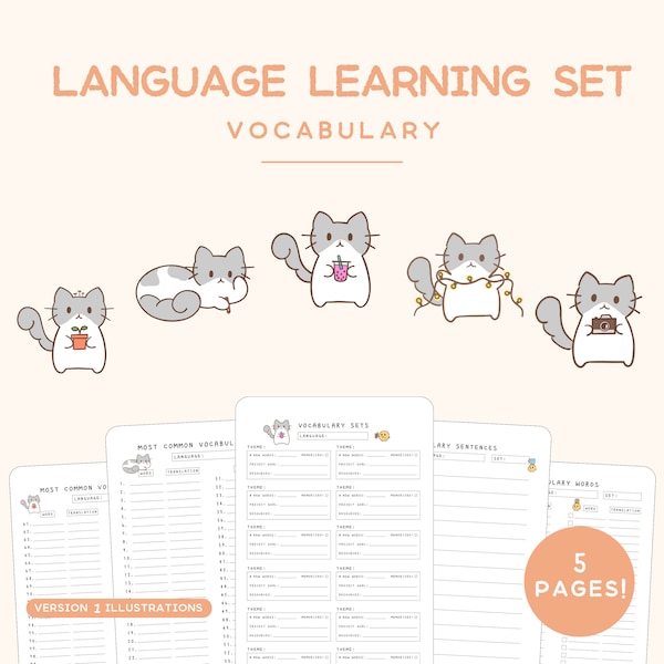 Language Learning Set - Vocabulary Focused | Cute Printable Set