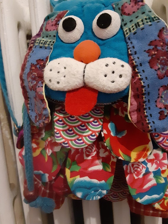 1970s Patchwork Floppy Dog Vintage Backpack