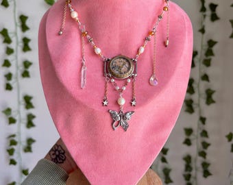 Timeless- Up-cycled Funky Mixed-metal Watch Charm Necklace