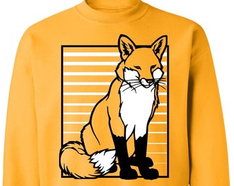 Fox Stripes Sweatshirt, Gift for Fox Lover Man, Fox Collector Present, Fall Animal Shirt, Fox Shirt for Women