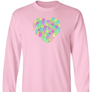 Gift for Cat Lover, Heartful Long Sleeve T-Shirt, Great Shirt for any Woman who has a Heart Full of Cats!