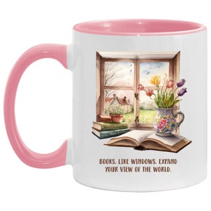 Books, Like Windows, Expand Your View of the World - Mug for Booknerd, Bookworm, Avid Reader, Librarian, English Teacher, Writer