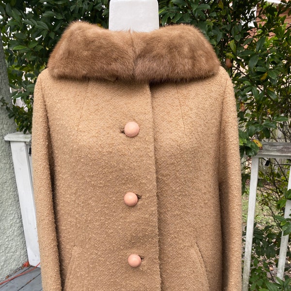 Vintage, 50s/60s, Dumas California Coat, fur collar, tweed, Union label