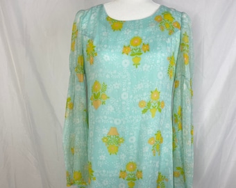 Vintage 60s, handmade, floral babydoll dress/hippie/flower power