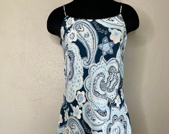 1990s Vintage LA BELLE Floral Paisley Summer Slip Style Mini Dress