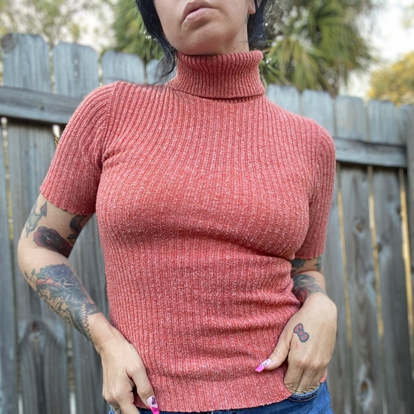 Vintage 70s, JCPenney Fashions, ribbed turtleneck top