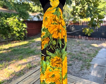 1960s/70s Vintage Handmade Velvet Floral Maxi Dress