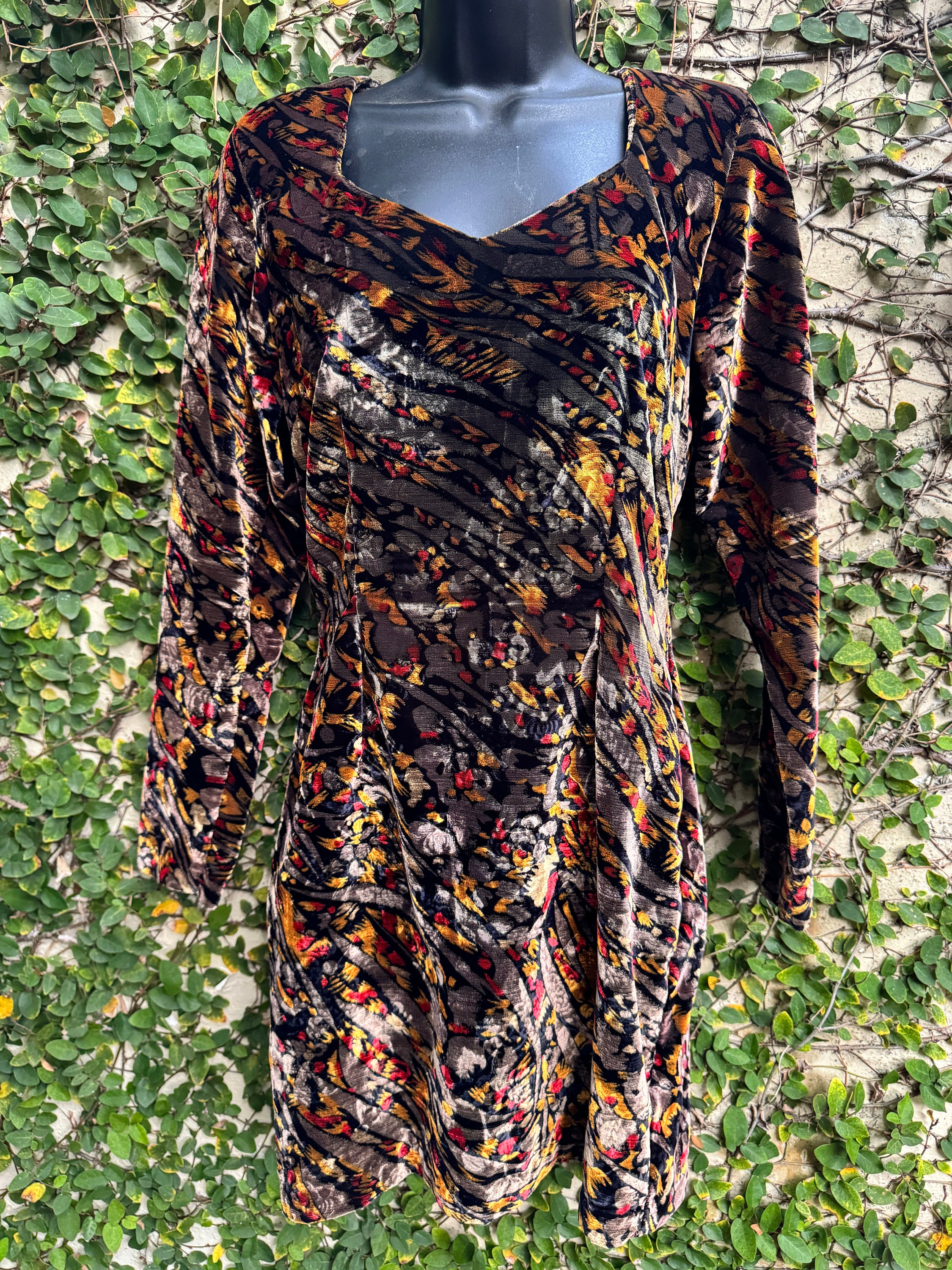 Vintage 80s/90s Contempo Casuals Velvet Abstract Mini Dress Vintage 80s/90s Contempo Casuals Velvet Abstract Mini Dress