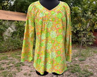 1960s Bright Neon Floral Lilly Pulitzer Tunic Top Micro Mini Dress