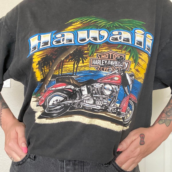 Vintage 1993, Harley Davidson Hawaii Pacific, Honolulu. Single Stitch, Made in USA