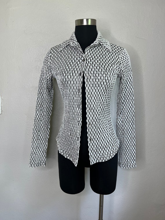 90s/Y2K LULY K New York Black White Blouse