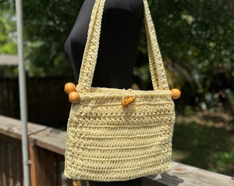 Vintage 70s Handmade Crochet Shoulder Bag Purse