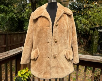 Vintage 1970s Sears Fashions Faux Fur Coat Jacket