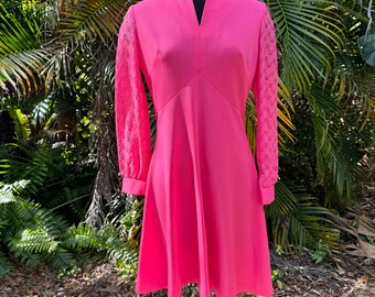 Vintage 60s/70s Brief Originals Barbie Pink Mod Mini Dress