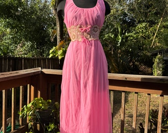 1960s Vintage Berkliff Chiffon Lingerie Maxi Dress