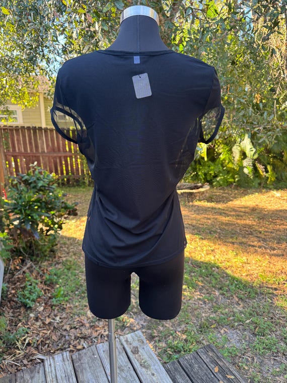 90s Y2K 2000s Express Sheer Mesh Floral Top - image 5