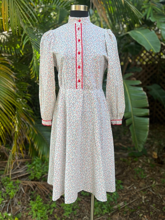 1970s Handmade Floral Prairie Maxi Dress