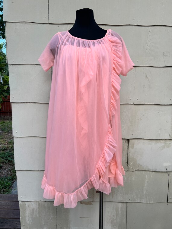 Vintage 70s Red Peignoir Negligee Lingerie Set Deadstock w/ Tags S - Barbizon