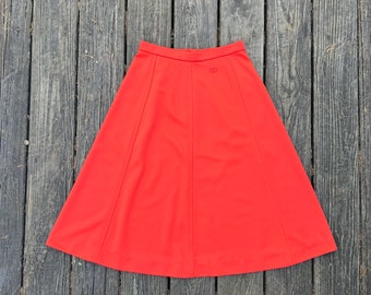 Vintage 1970s Givenchy Polyester Burnt Orange A Line Skirt