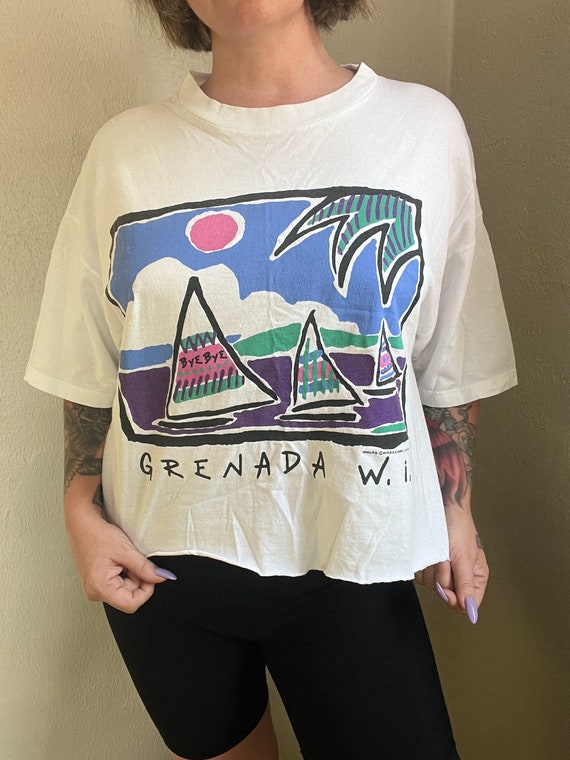 Vintage 1989 Grenada W.I. Cropped T-shirt, BYE BYE