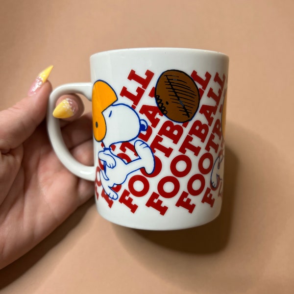 1965 Snoopy Peanuts Football Coffee Mug Made in Japan