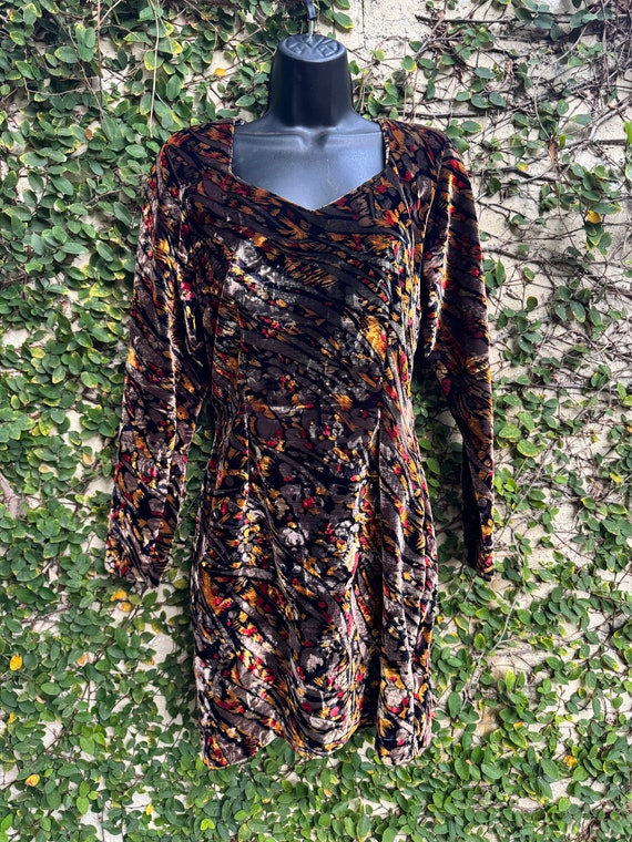 Vintage 80s/90s Contempo Casuals Velvet Abstract Mini Dress