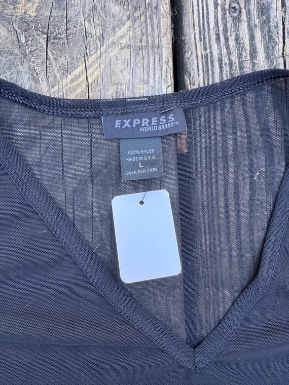 90s Y2K 2000s Express Sheer Mesh Floral Top - image 6