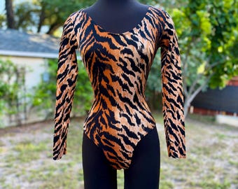 Vintage 70s/80s Parklane Tiger Stripe Animal Print Bodysuit Leotard