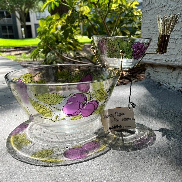Vintage, New with Original Tags, Mid Century,  Georges Briard Glass Chip and Dip Bowls