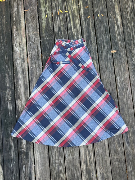 1970s Casual Corner Plaid Maxi Skirt