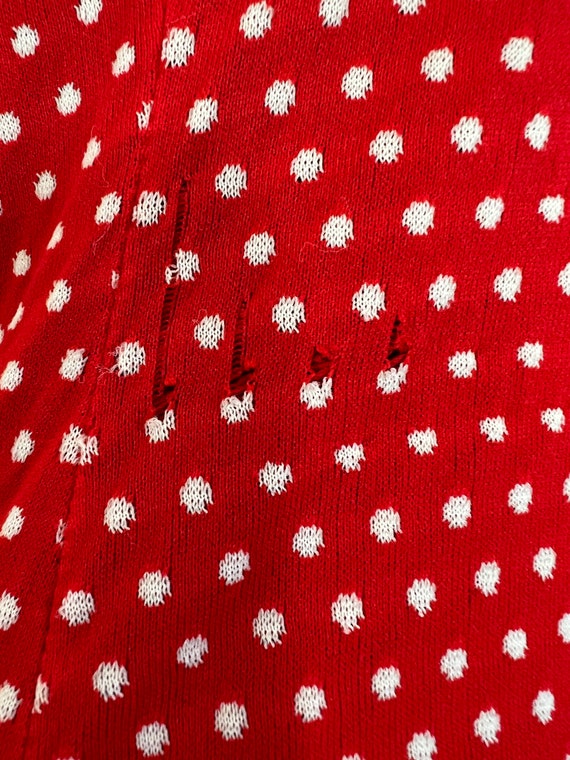 Vintage 70s Radlee Nylon Bodysuit Red White Polka Dot… - Gem