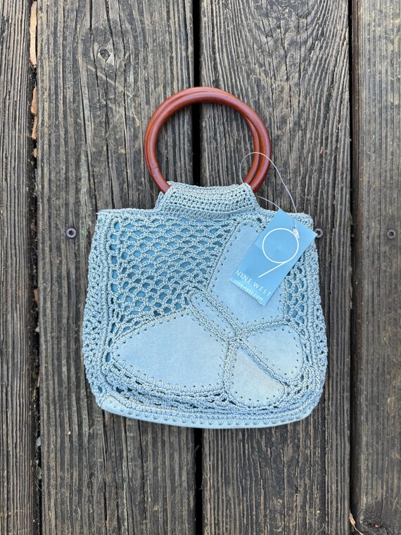 Vintage, Deadstock Nine West Suede butterfly Top Handle Purse