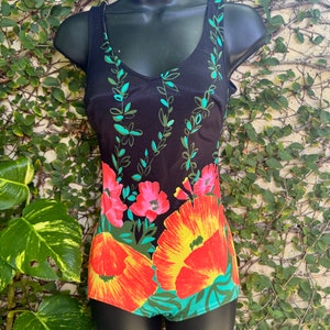 1960s/70s Floral One Piece Bathing Suit Swimwear
