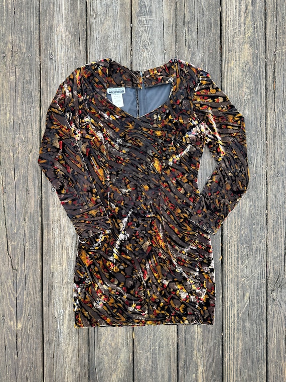 Vintage 80s/90s Contempo Casuals Velvet Abstract Mini Dress - Etsy