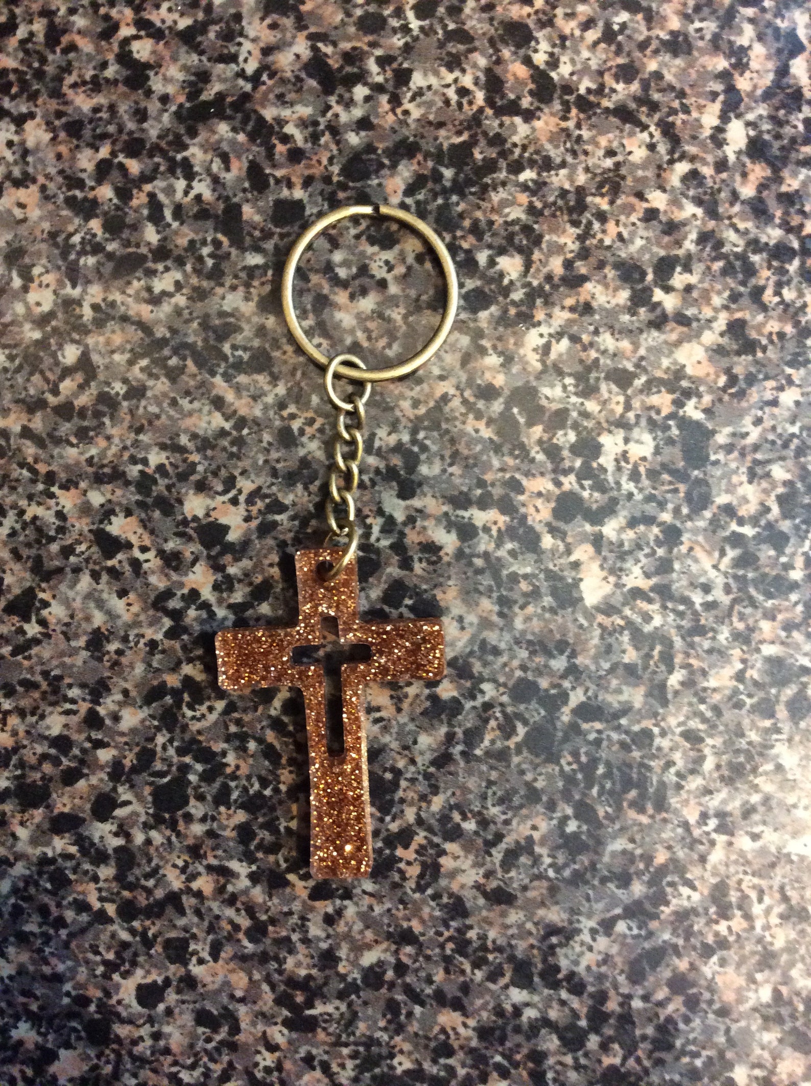 UV resin Cross Keychain with Cross in Middle Etsy
