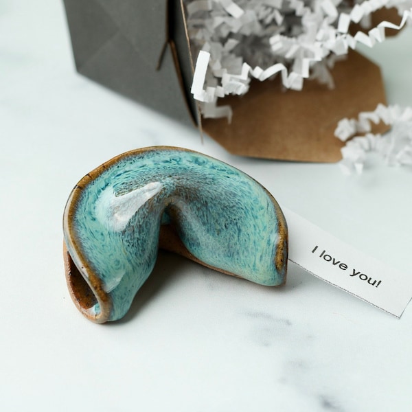 Ceramic Fortune Cookie- Turquoise Lake - Personalized Gift