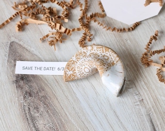 Ceramic Fortune Cookie: Personalized Keepsake Gift, Mandala Design
