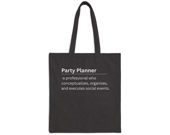 Party Planner Definition Tote Bag | 12 oz Cotton Canvas Organizer Quote