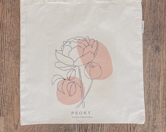 Peony Flower Organic Cotton Tote Bag