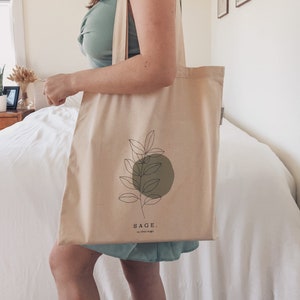 Sage Green Organic Cotton Tote Bag